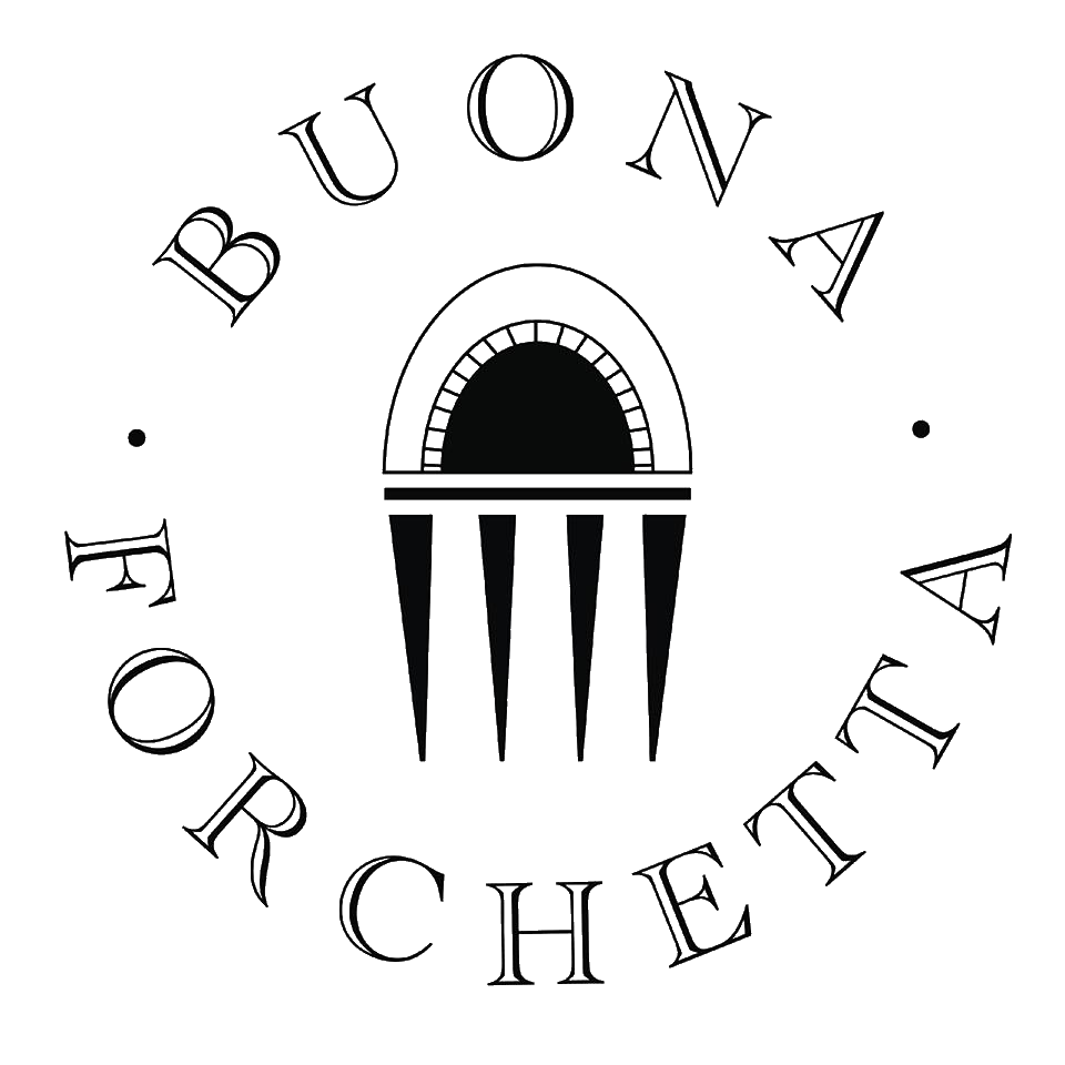 Circular emblem with the edge text reading 'BONA FORTCHEIA' surrounding a central arch/dome and vertical spokes motif below it.