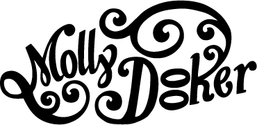Brand logo reading 'Molly Doker' in decorative black script.