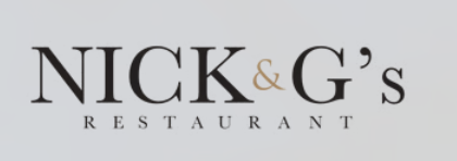 Brand logo reading 'NICK & G's RESTAURANT' with an orange ampersand on a light gray gradient background.