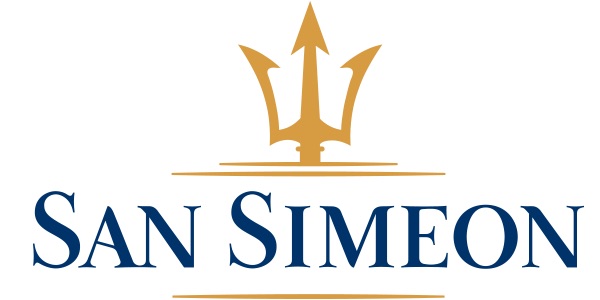 San Simeon logo: gold trident emblem above the blue wordmark 'SAN SIMEON'.