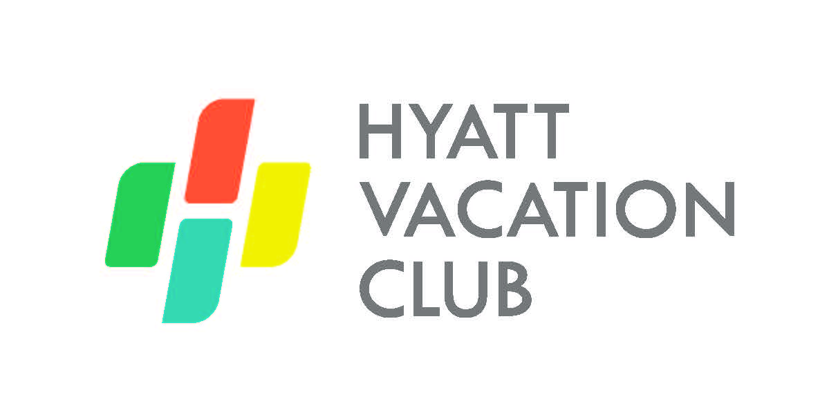 Hyatt Vacation Club logo: colorful abstract shapes on the left of the gray 'HYATT VACATION CLUB' wordmark.
