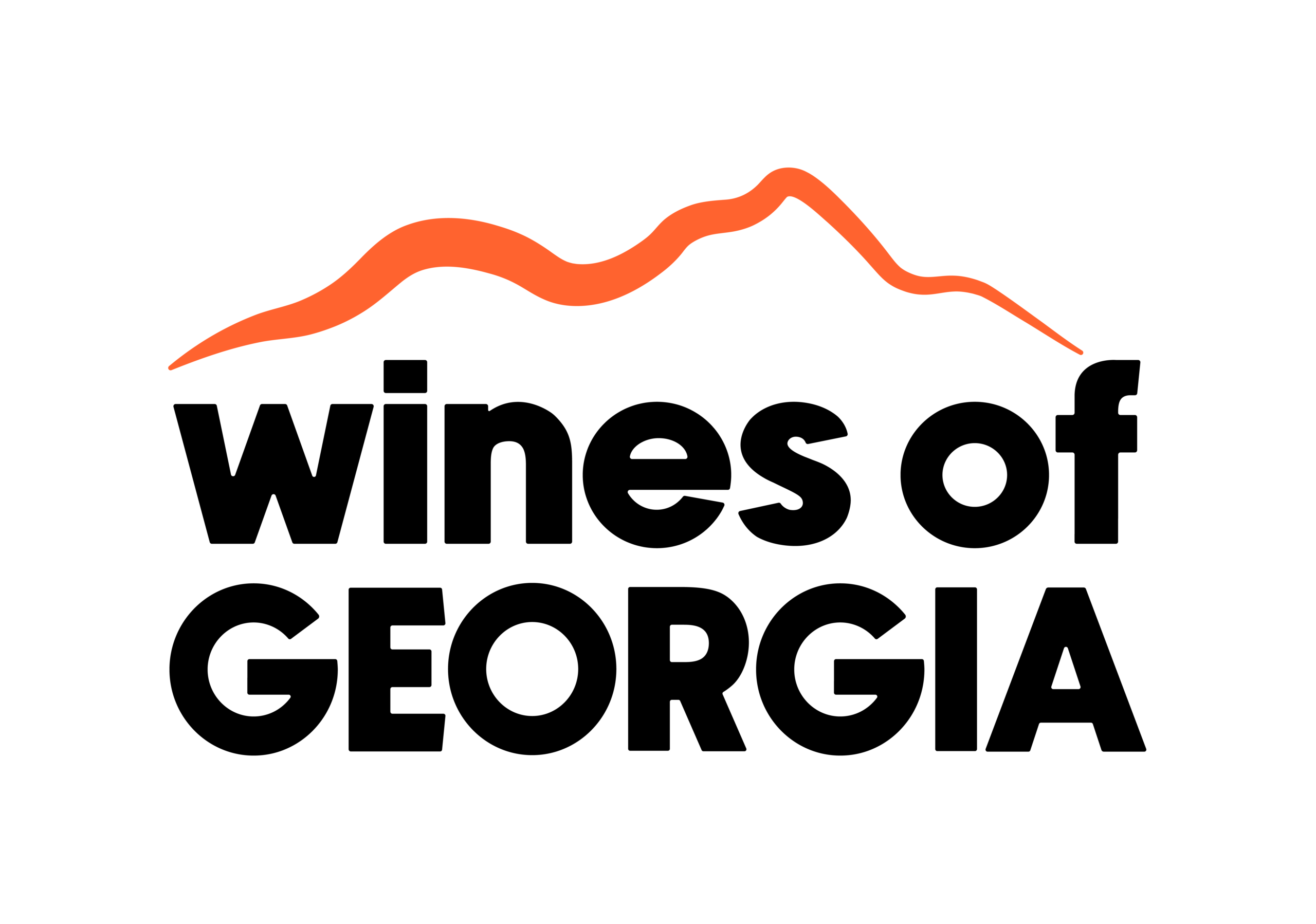 Abstract orange curved line on a black background, forming a wavy, mountain-like shape.