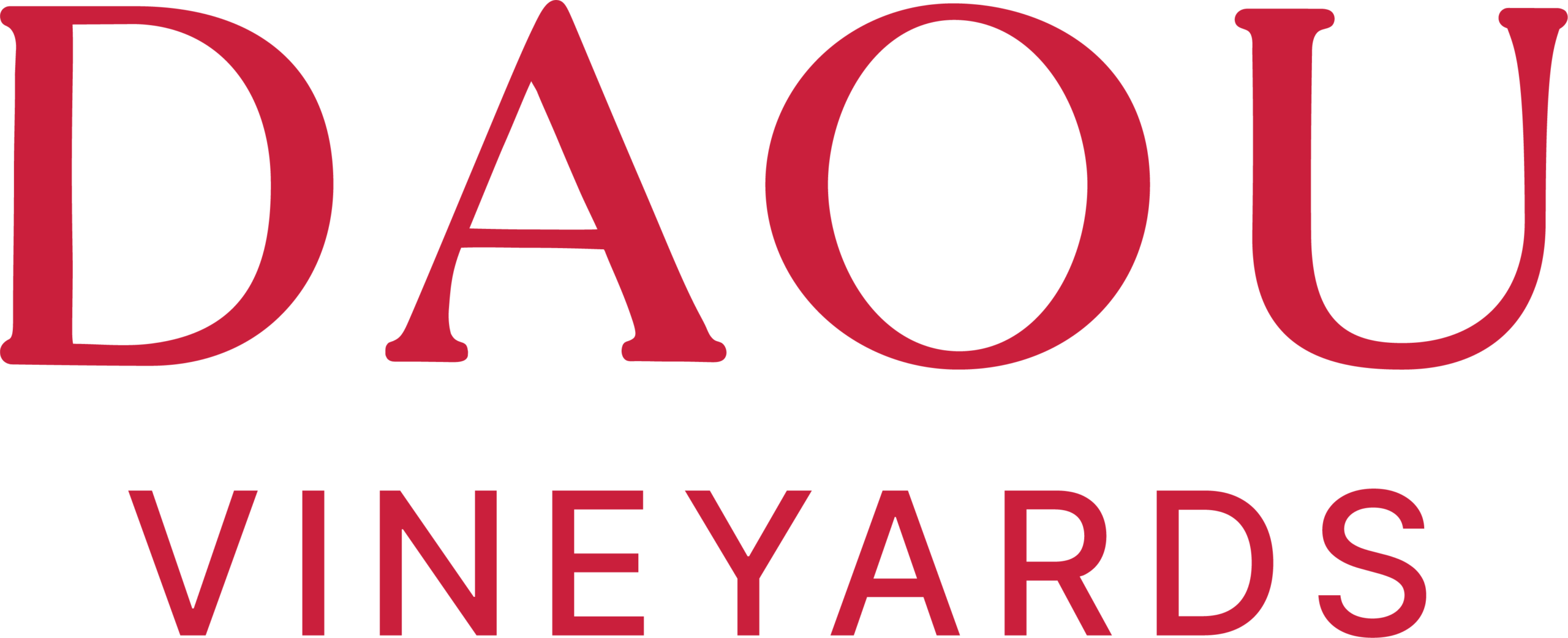 DAOU VINEYARDS logo: red serif wordmark on a black background