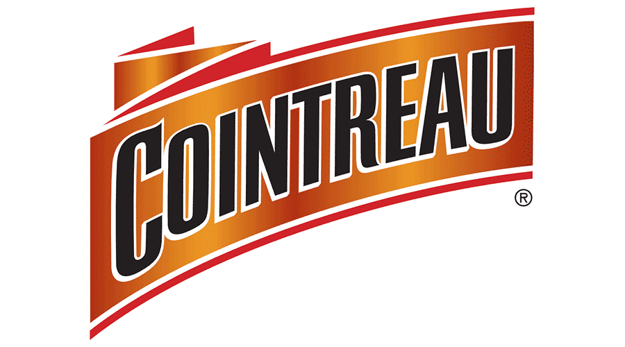 COINTREAU logo on an orange curved banner with bold black lettering and red accents.
