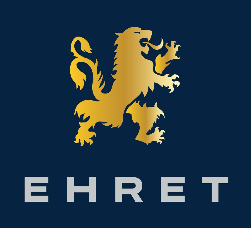 EHRET logo: a gold heraldic lion on a dark blue field with the brand name EHRET in gray lettering.