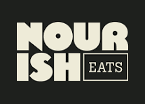 Brand logo reading 'NOURISH EATS' with 'EATS' inside a rectangle on a dark background.