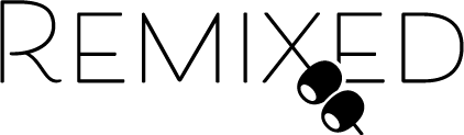 REMIXED logo with the word REMIXED and two overlapping vinyl records on the right.