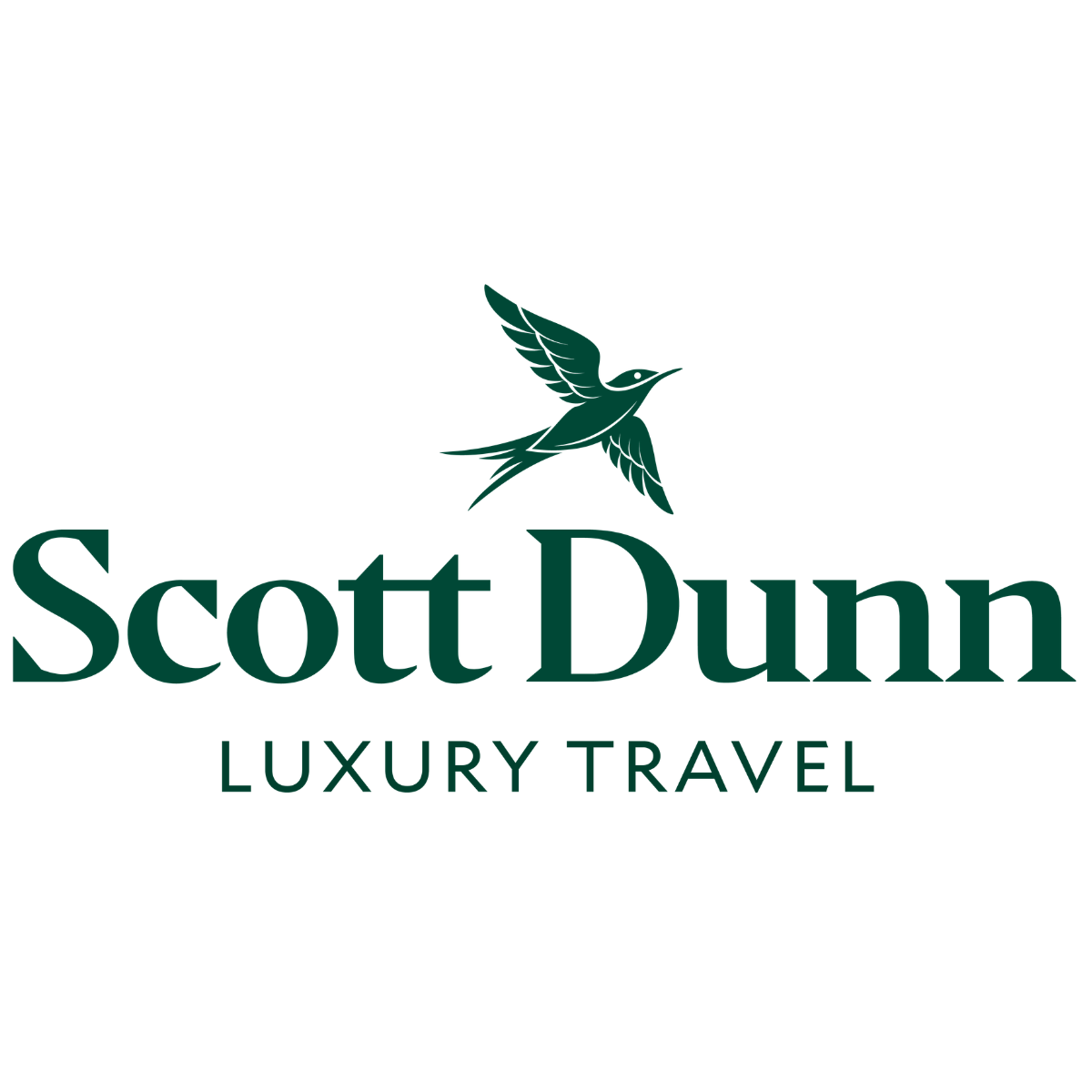 Scott Dunn Luxury Travel logo with a teal hummingbird above the bold wordmark 'Scott Dunn' and the subtitle 'LUXURY TRAVEL' underneath.