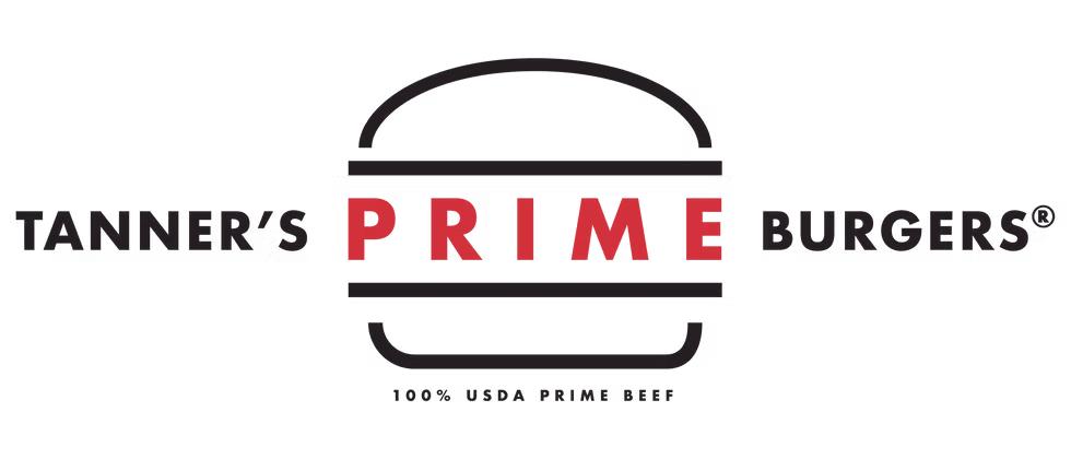 Tanner's Prime Burgers logo with a burger icon and 100% USDA Prime Beef tagline beneath.