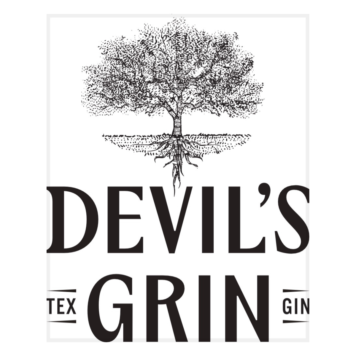 Logo featuring a detailed tree with exposed roots above the bold text 'DEVIL'S GRIN'.