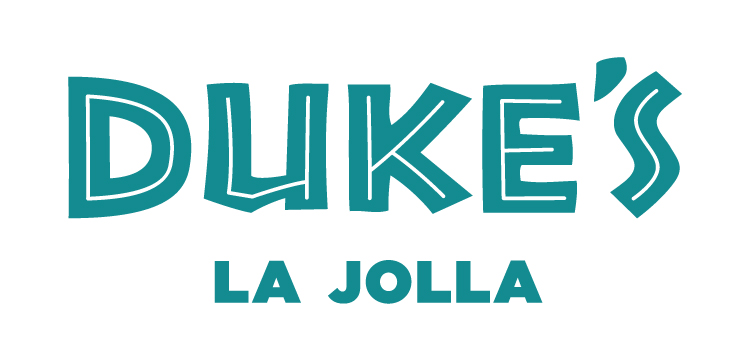 Duke's La Jolla logo in teal lettering, representing the restaurant brand.