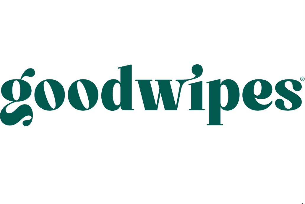 Goodwipes logo in dark green serif font (wordmark)