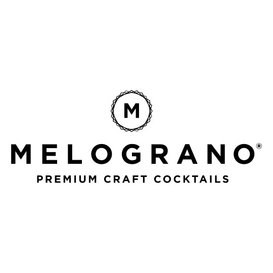 Melograno logo: circular emblem above the word MELOGRANO in bold uppercase letters, with the tagline 'Premium Craft Cocktails' underneath.