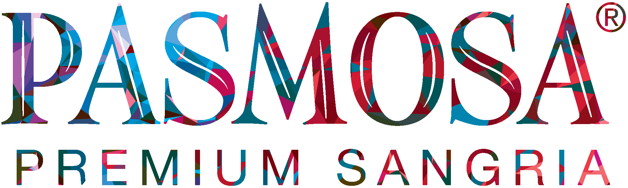 Colorful mosaic logo with large wordmark and the text 'PREMIUM SANGRIA' beneath.