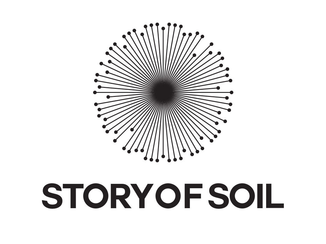 Story of Soil logo: a black circular radial dot pattern above the bold text STORY OF SOIL.